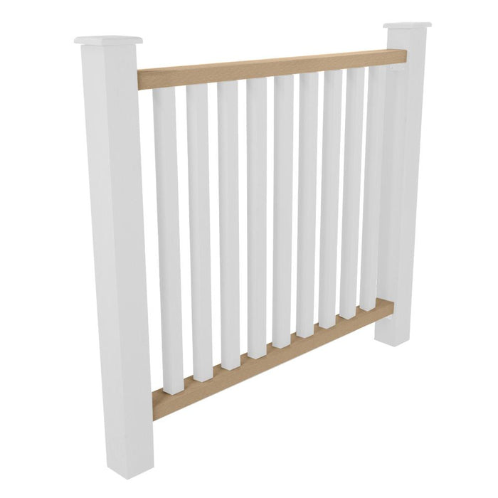 Composite balustrade rails, teak
