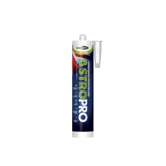 A tube of joining glue with the label 'ASTROPRO' visible, designed for securing artificial grass.
