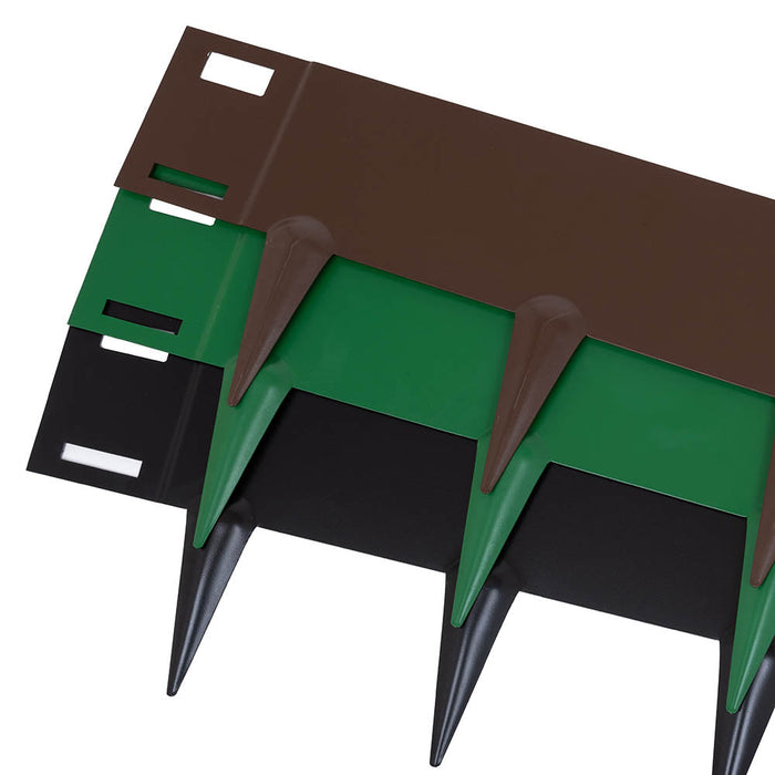 artificial grass metal edging system, black, green, brown