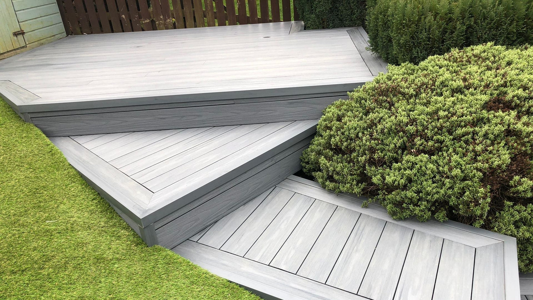 Premium Light Grey composite decking by Select and installed by Fab Floors