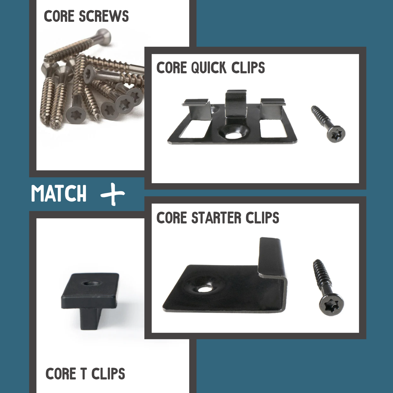 Core Board Accessories | Screws, Clips & Fasteners