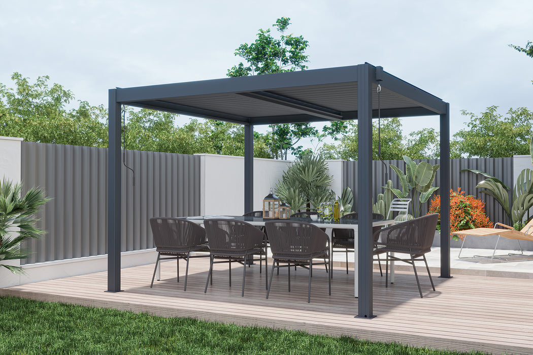 Aluminium garden pergola with roof, metal pergola