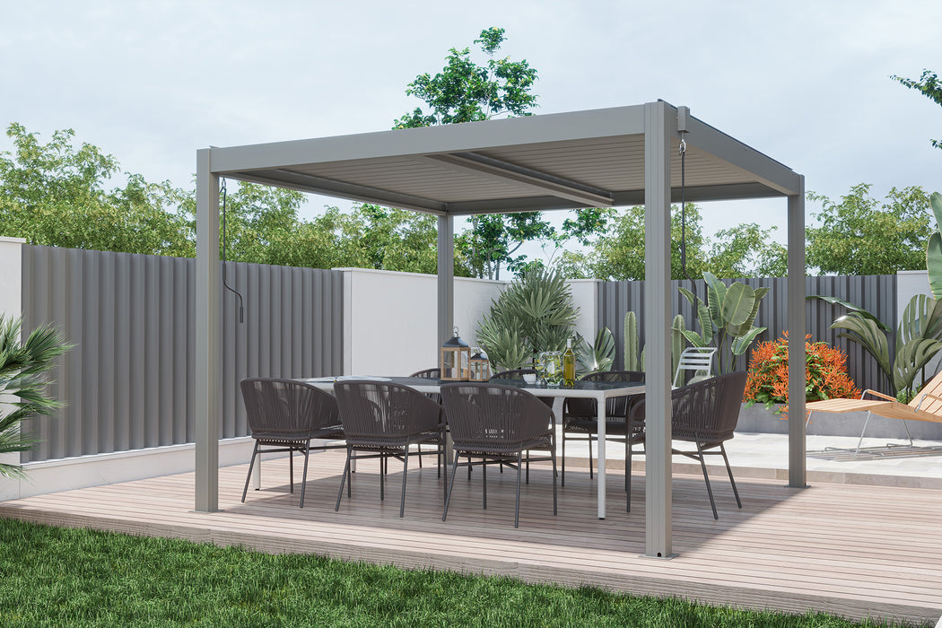 Aluminium Garden Pergola - 3m x 3m - Greige