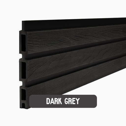 Select Living Group composite fencing singular board product shot, Dark Grey Slatted board