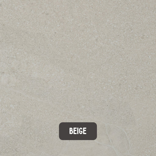 Another close up of a beige Saltoro porcelain paving slab, with the label 'beige'. 