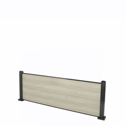 Select Living Group composite fencing full product shot, Antique Flat fence panel with Aluminium posts, height 0.6m