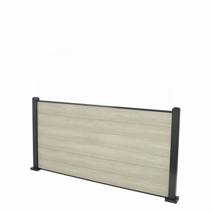 Select Living Group composite fencing full product shot, Antique Flat fence panel with Aluminium posts, height 0.9m