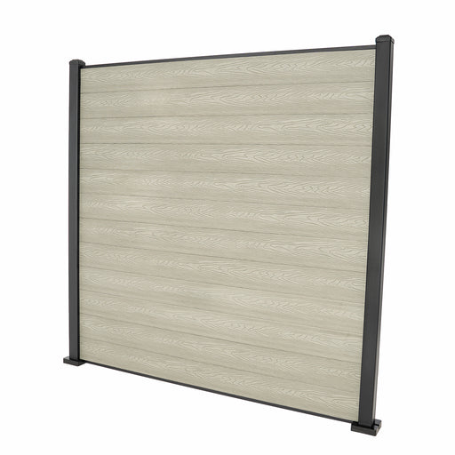 Select Living Group composite fencing full product shot, Antique Flat fence panel with Aluminium posts, height 1.8m