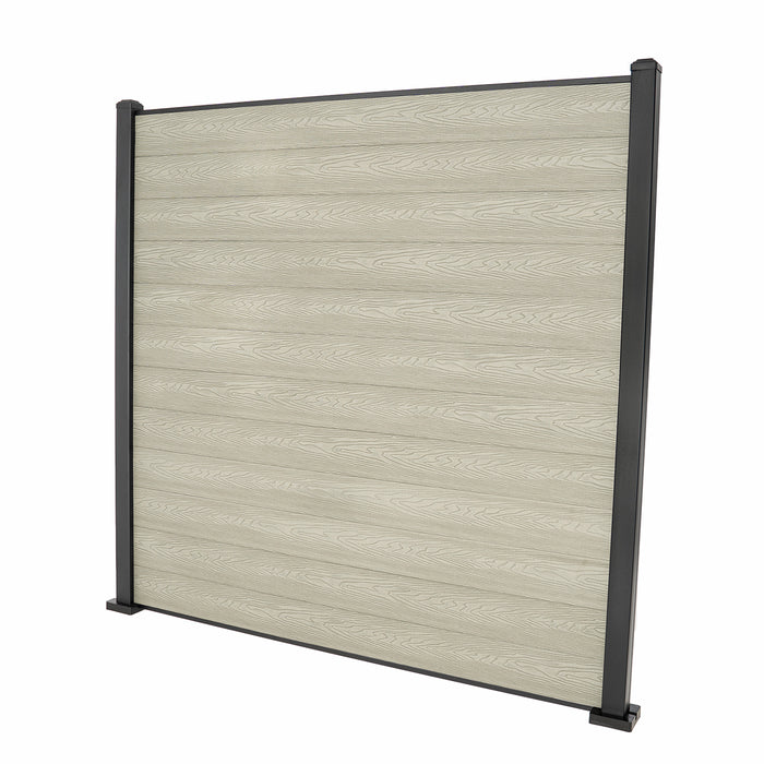 Select Living Group composite fencing full product shot, Antique Flat fence panel with Aluminium posts, height 1.8m