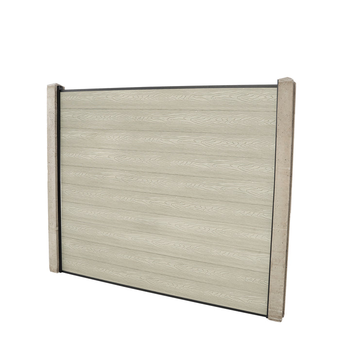 Select Living Group composite fencing full product shot, Antique Flat fence panel with Concrete posts, height 1.5m