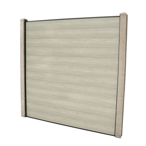 Select Living Group composite fencing full product shot, Antique Flat fence panel with Concrete posts, height 1.8m