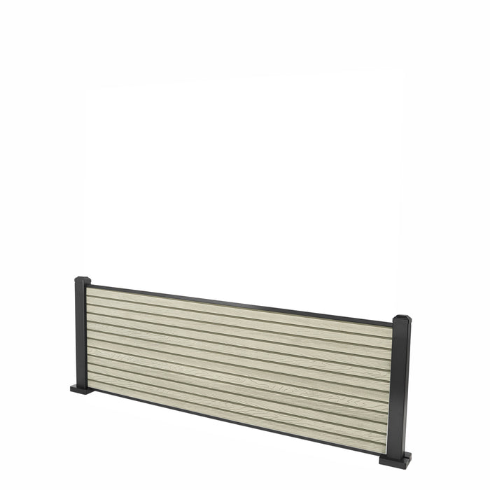Select Living Group composite fencing full product shot, Antique Slatted fence panel with Aluminium posts, height 0.6m