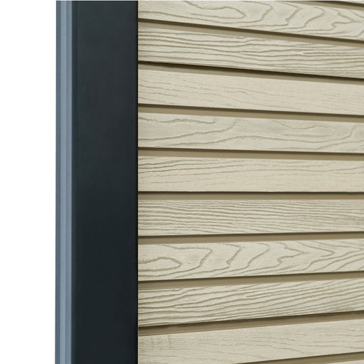 Select Living Group composite fencing angled close up product shot, Antique Slatted fence panel with Aluminium posts