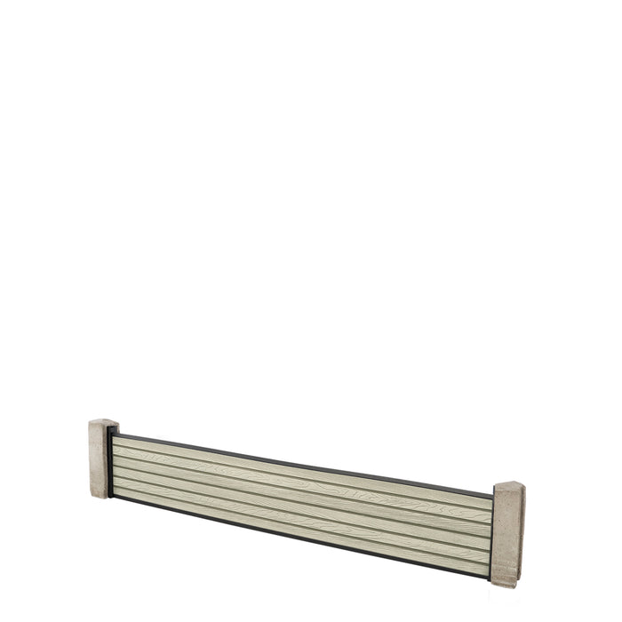 Select Living Group composite fencing full product shot, Antique Slatted fence panel with Concrete posts, height 0.3m