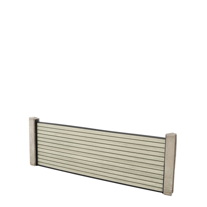 Select Living Group composite fencing full product shot, Antique Slatted fence panel with Concrete posts, height 0.6m