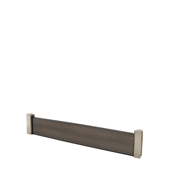 Select Living Group composite fencing full product shot, Coffee Flat fence panel with Concrete posts, height 0.3m