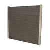 Select Living Group composite fencing full product shot, Coffee Slatted fence panel with Concrete posts, height 1.8m