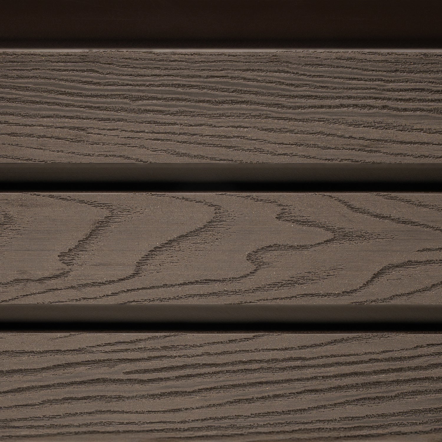 Select Living Group composite fencing texture close up product shot, Coffee Slatted fence panel