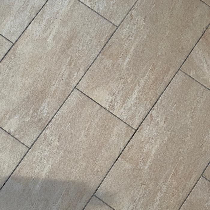 Close-up of Cristallo beige tiles from Select Living Group.