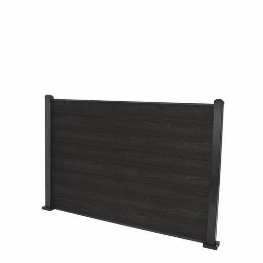 Select Living Group composite fencing full product shot, Dark Grey Flat fence panel with Aluminium posts, height 1.2m