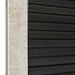 Select Living Group composite fencing angled close up product shot, Dark Grey Slatted fence panel with Concrete posts