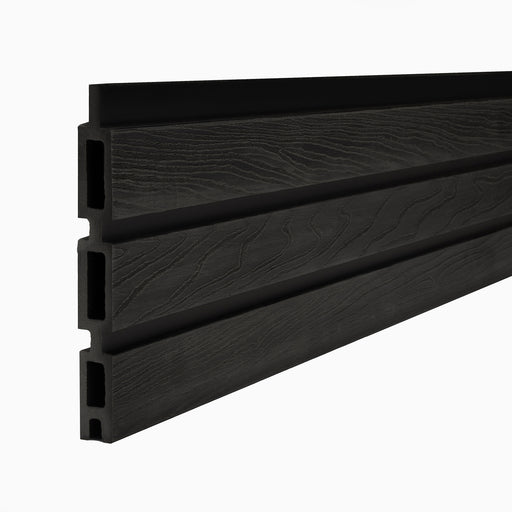 Select Living Group composite fencing singular board product shot, Dark Grey Slatted board