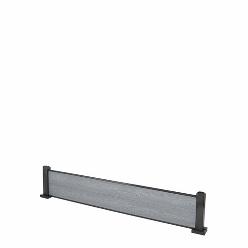 Select Living Group composite fencing full product shot, Light Grey Flat fence panel with Aluminium posts, height 0.3m