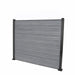 Select Living Group composite fencing full product shot, Light Grey Slatted fence panel with Aluminium posts, height 1.5m