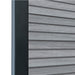 Select Living Group composite fencing angled close up product shot, Light Grey Slatted fence panel with Aluminium posts