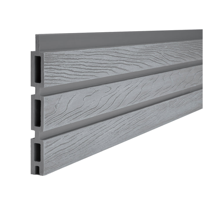 Select Living Group composite fencing singular board product shot, Light Grey Slatted board