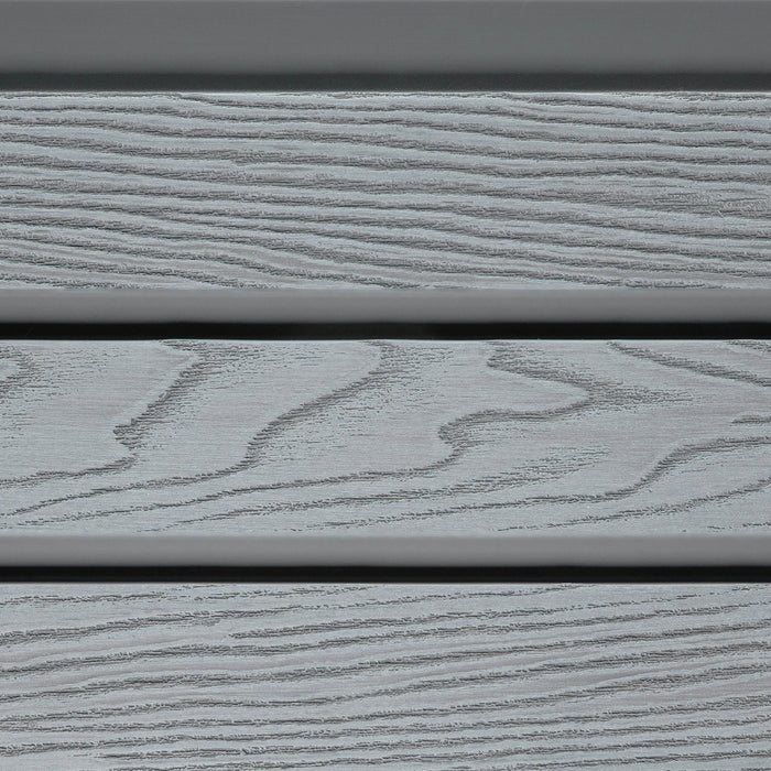Select Living Group composite fencing texture close up product shot, Light Grey Slatted fence panel