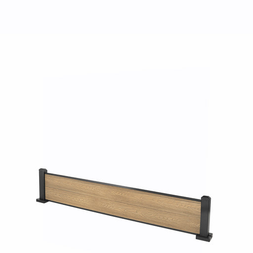 Select Living Group composite fencing full product shot, Teak Flat fence panel with Aluminium posts, height 0.3m