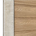 Select Living Group composite fencing angled close up product shot, Teak Flat fence panel with Concrete posts