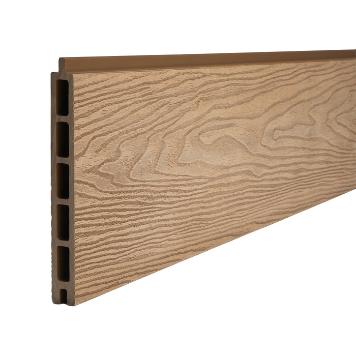 Select Living Group composite fencing singular board product shot, Teak Flat board 