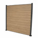 Select Living Group composite fencing full product shot, Teak Slatted fence panel with Aluminium posts, height 1.8m
