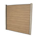 Select Living Group composite fencing full product shot, Teak Slatted fence panel with Concrete posts, height 1.8m