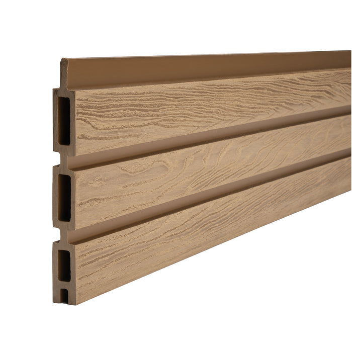 Select Living Group composite fencing singular board product shot, Teak Slatted board 
